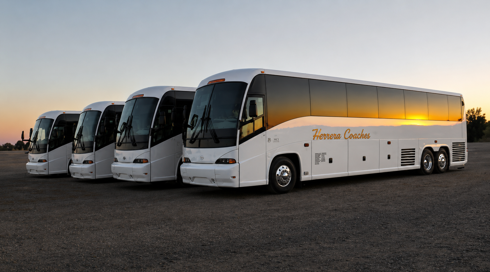 Herrera coach fleet at sunset